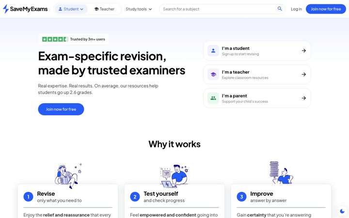 Ekrānuzņēmums no savemyexams.com