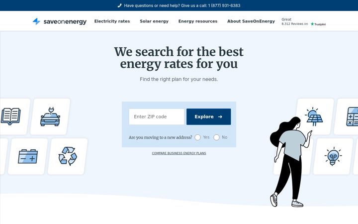 Screenshot of saveonenergy.com