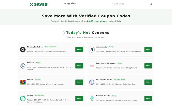 Screenshot of saver.com