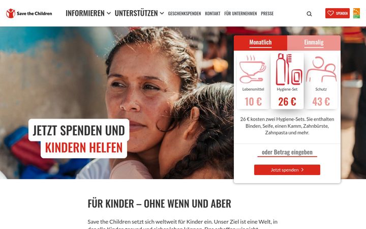 Screenshot of savethechildren.de