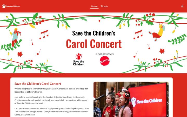 Screenshot of savethechildrenconcert.com