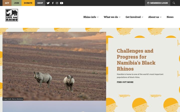 Screenshot of savetherhino.org