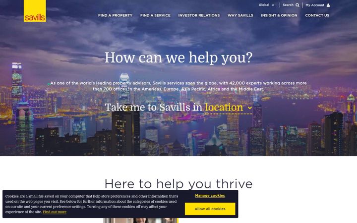Snímek obrazovky savills.com