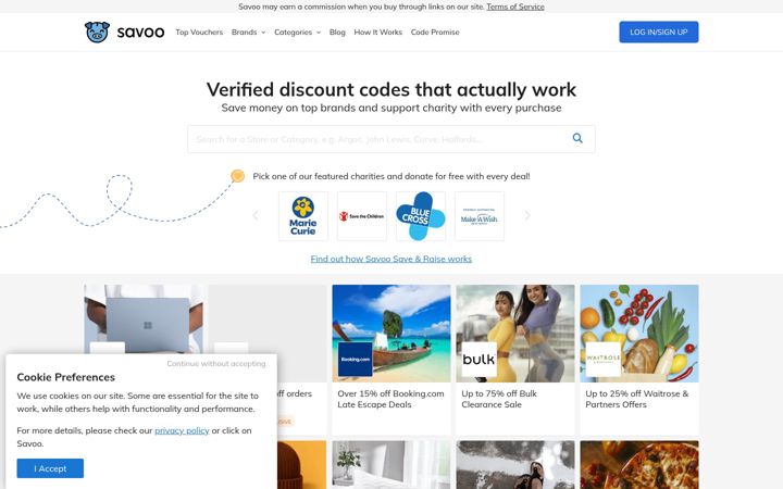 Screenshot of savoo.co.uk
