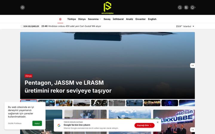 Screenshot of savunmaplus.com