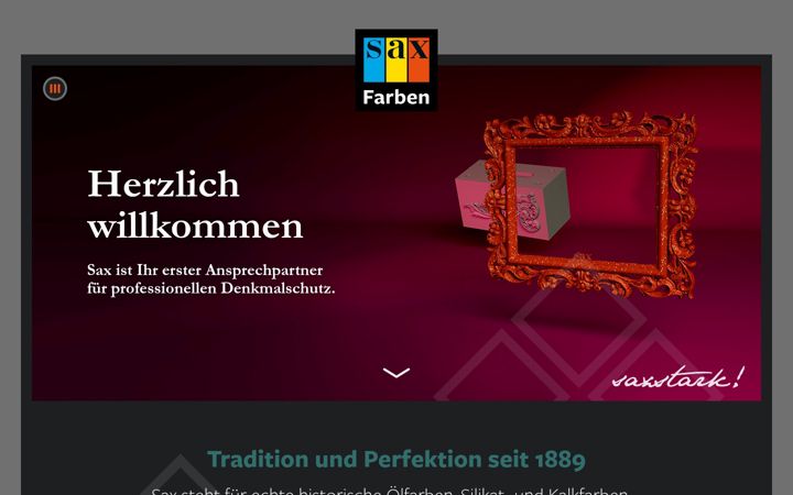 Kuvakaappaus sivustosta sax-farben.ch