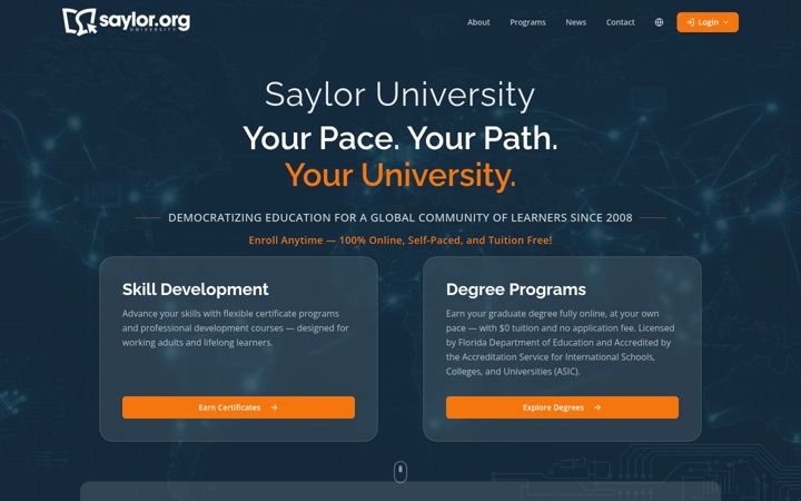 Zrzut ekranu saylor.org