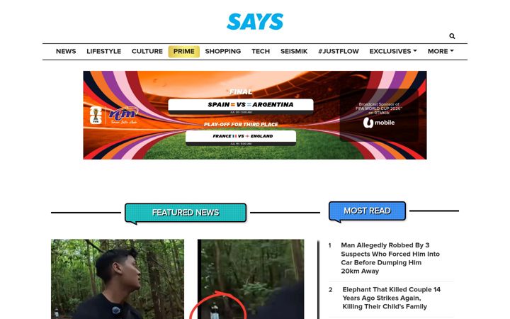 Ekrano kopija says.com