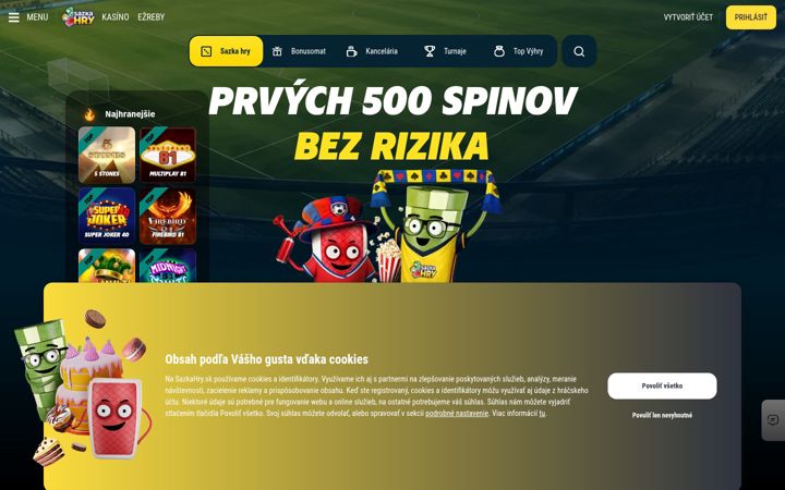 Screenshot of sazkahry.sk