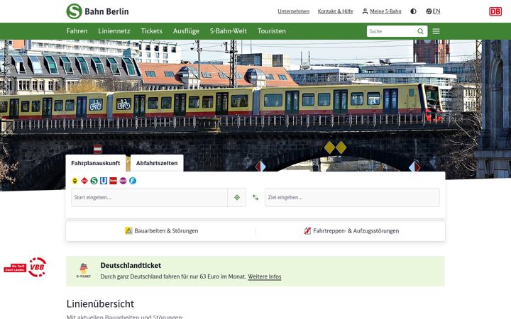 Screenshot of sbahn.berlin