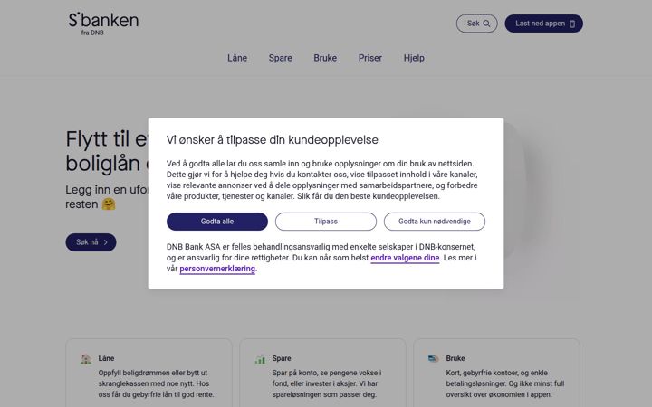Screenshot of sbanken.no