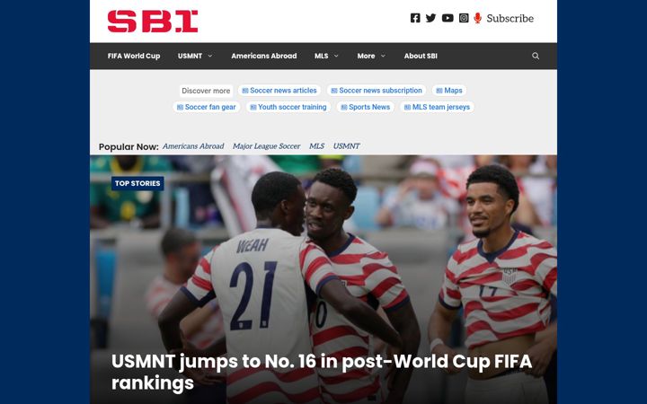 Screenshot of sbisoccer.com