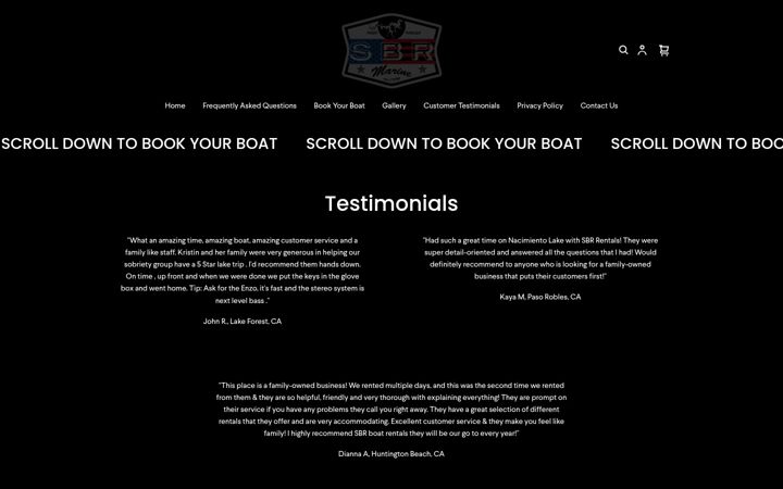 Screenshot of sbrmarineboatrentals.com