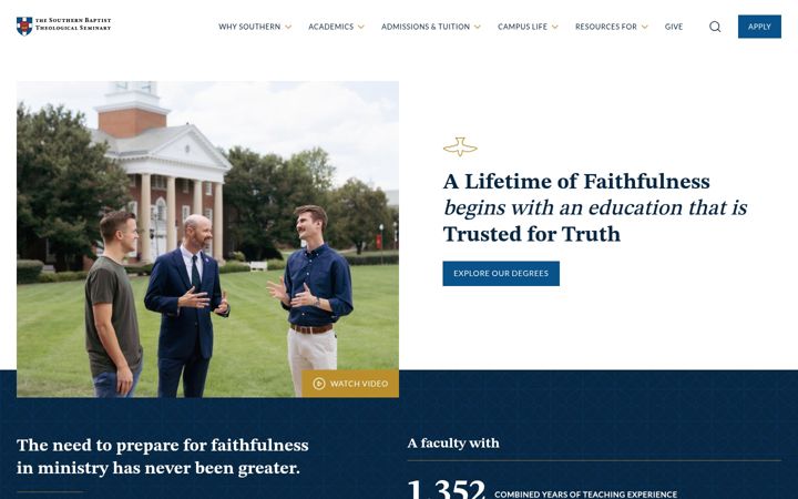 Screenshot of sbts.edu