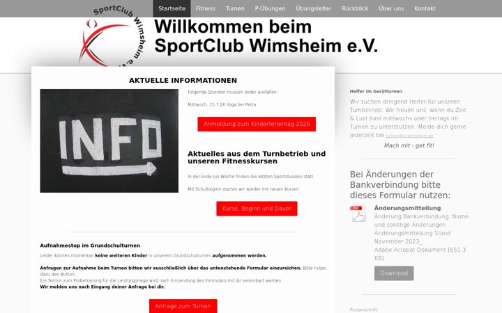 Skjámynd af sc-wimsheim.de