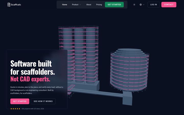 Screenshot of scaffcalc.com