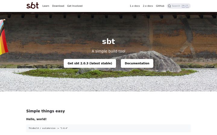 Screenshot of scala-sbt.org