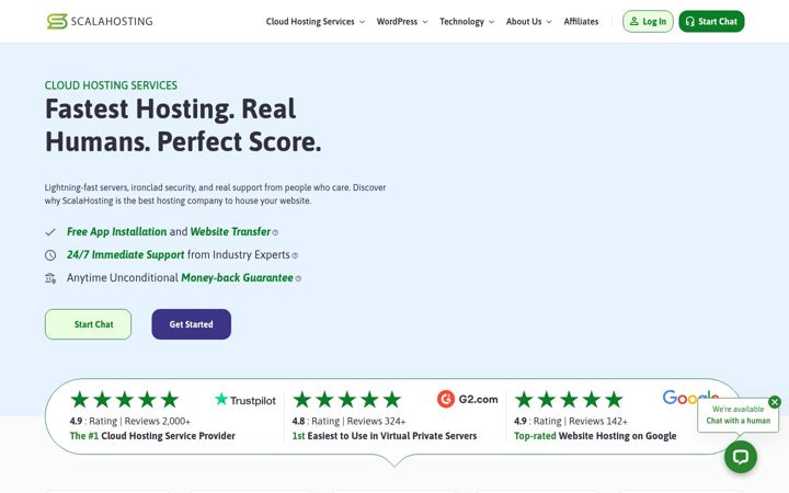 Screenshot of scalahosting.com