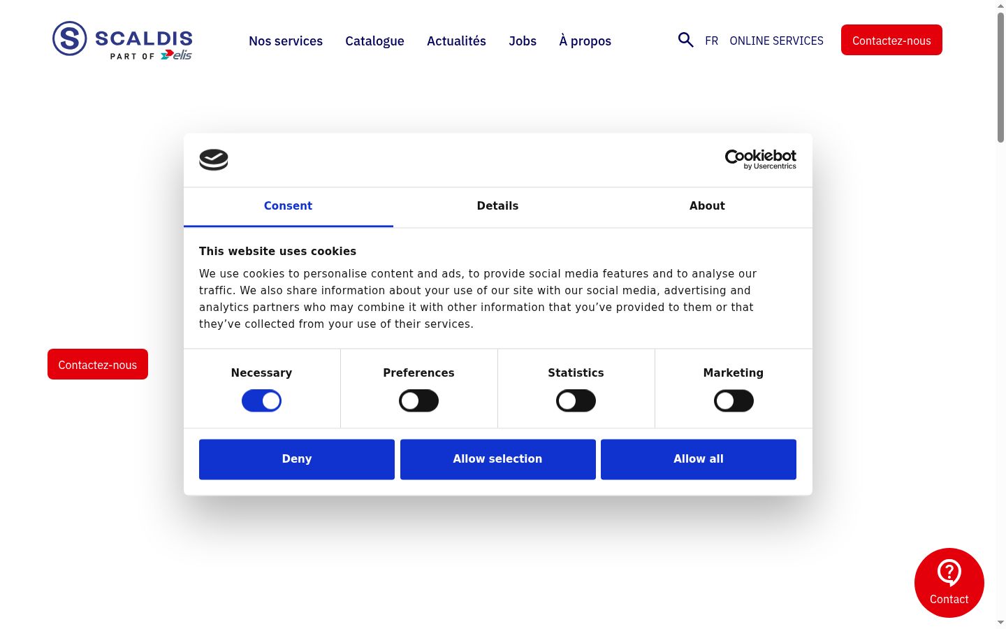 Screenshot του banner συγκατάθεσης που εμφανίστηκε πριν από οποιαδήποτε αλληλεπίδραση