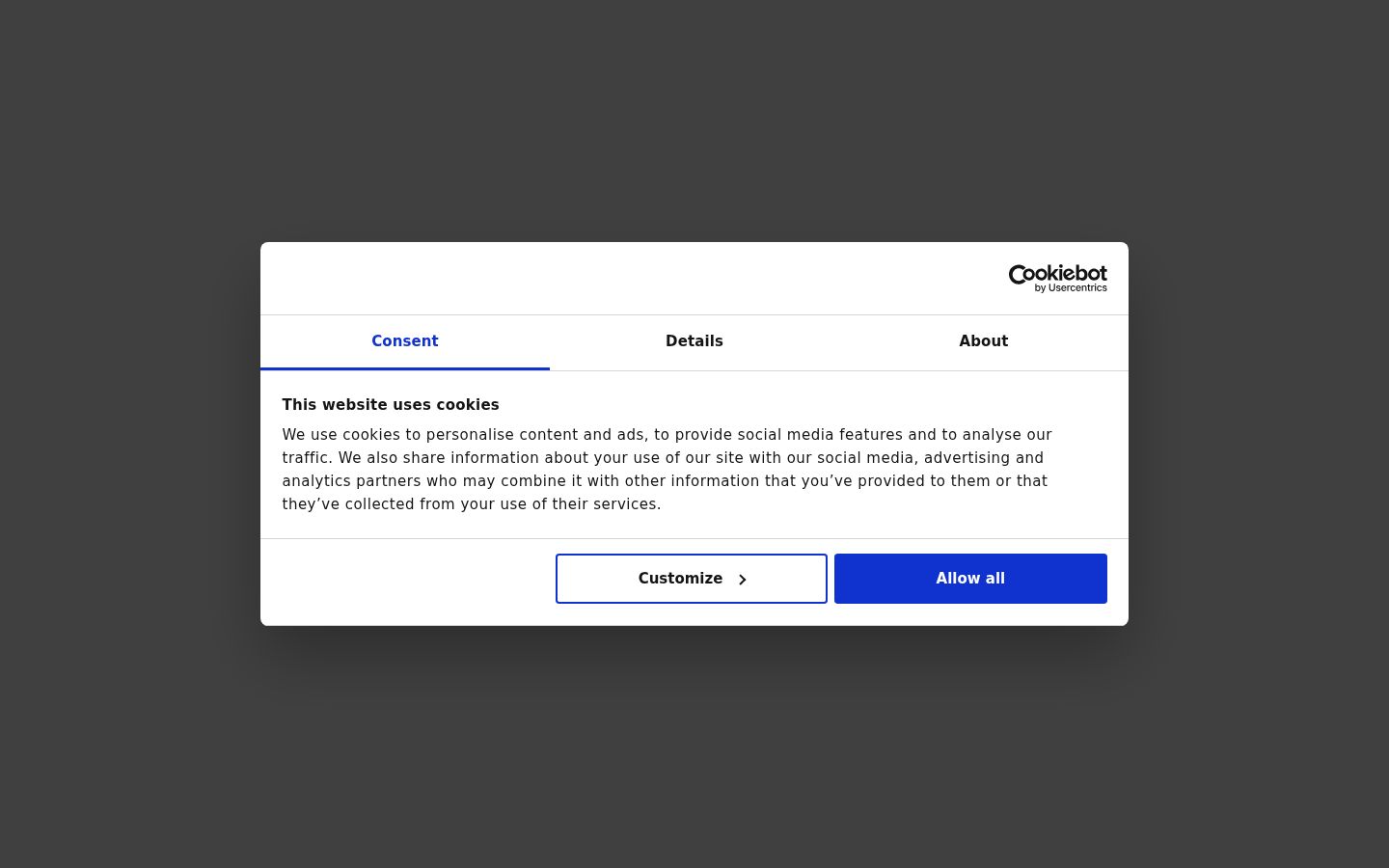 Screenshot van de toestemmingsbanner zoals getoond vóór enige interactie