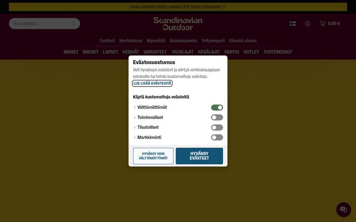 Screenshot of scandinavianoutdoor.fi