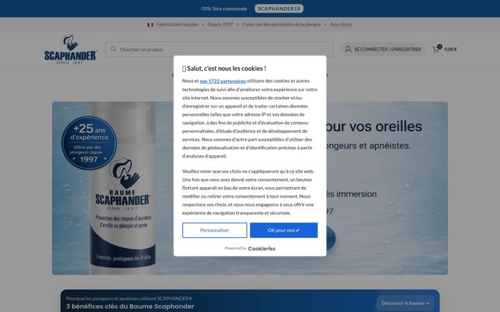 Ekrano kopija scaphander.fr