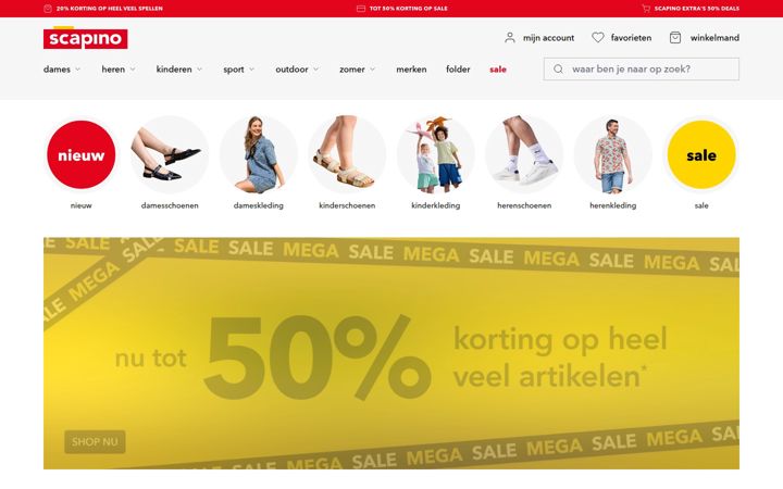 Screenshot of scapino.nl