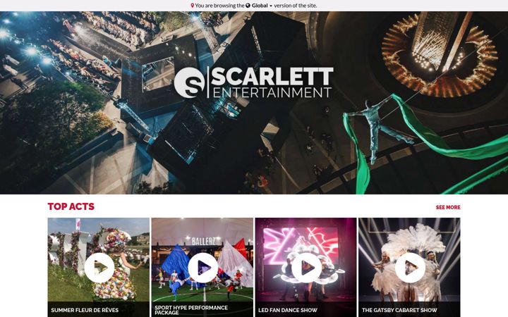 Screenshot of scarlettentertainment.com
