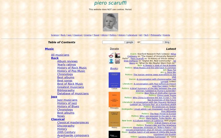 Screenshot of scaruffi.com