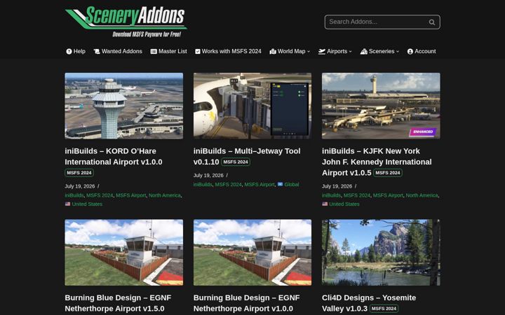 Screenshot of sceneryaddons.org