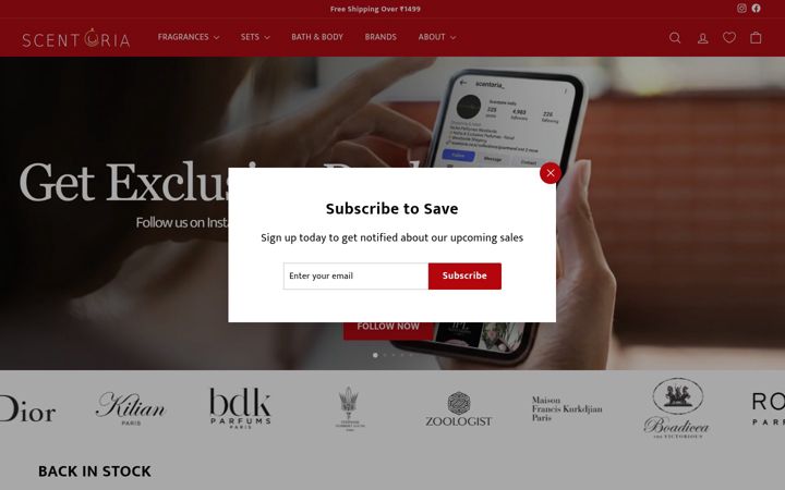 Screenshot of scentoria.co.in
