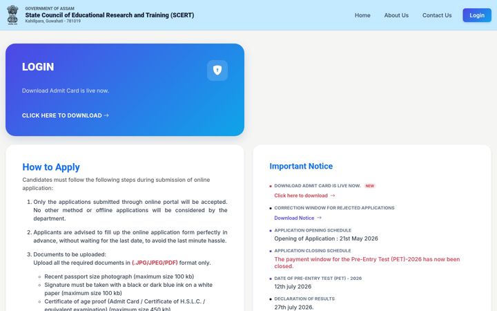 Screenshot of scertpet.co.in