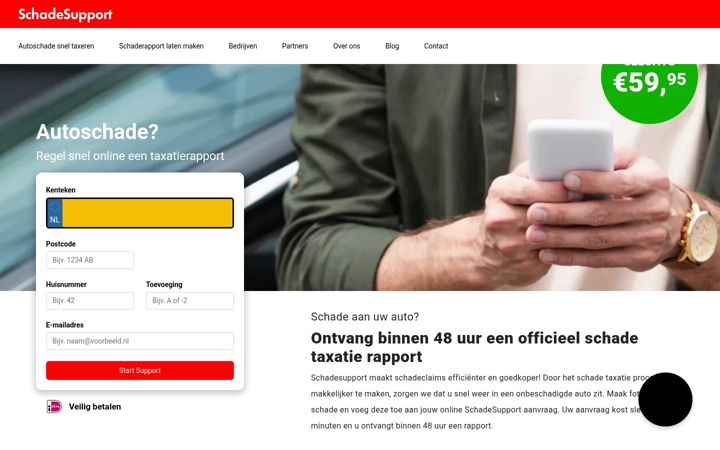 Screenshot von schadesupport.nl