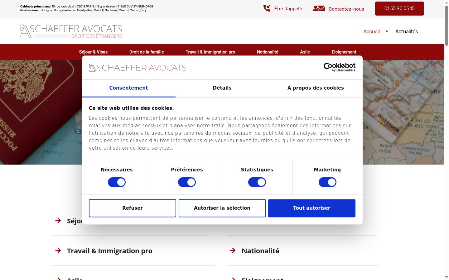 Screenshot of the consent banner shown before any interaction