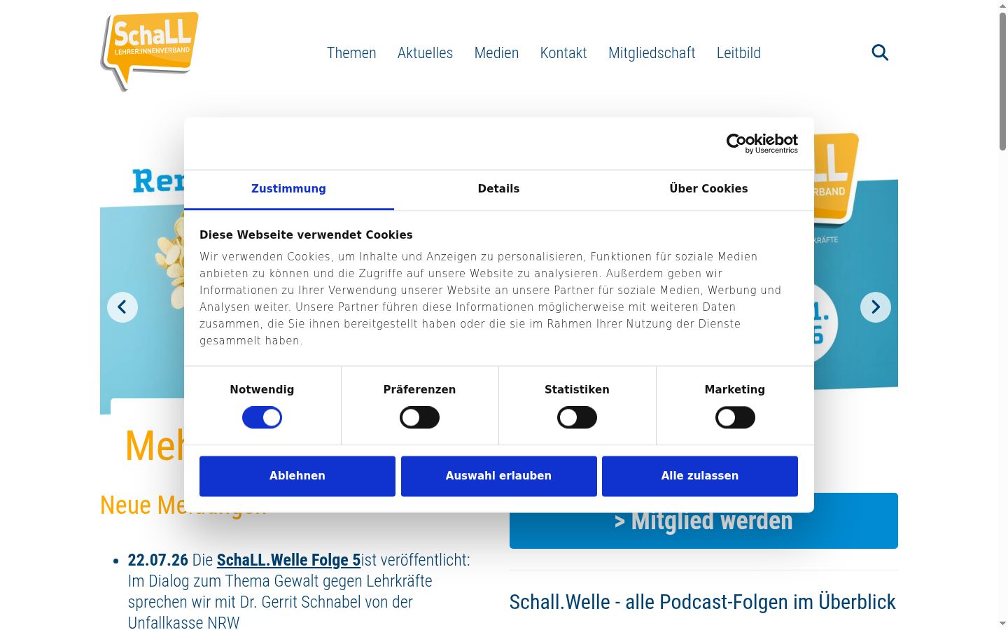 Screenshot tal-banner tal-kunsens muri qabel kwalunkwe interazzjoni