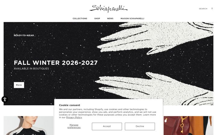 Screenshot of schiaparelli.com