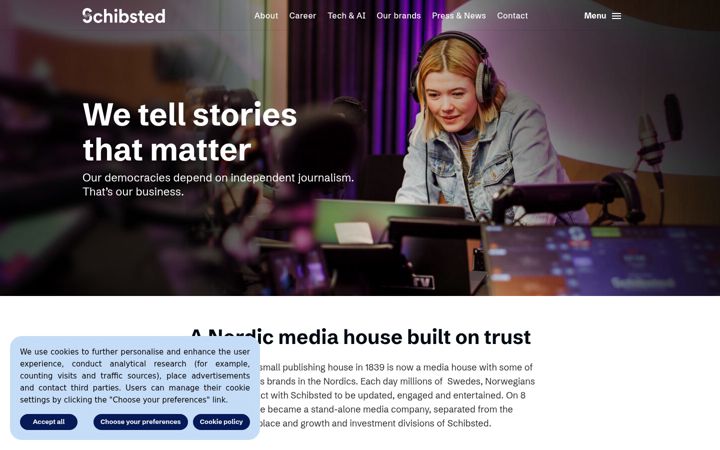 Screenshot of schibsted.fi