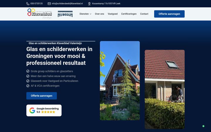 Posnetek zaslona schildersbedrijfklaverblad.nl