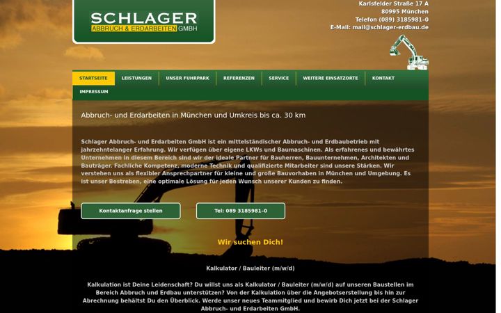 Captură de ecran a schlager-erdbau.de