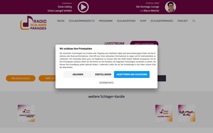 Screenshot of schlagerparadies.de