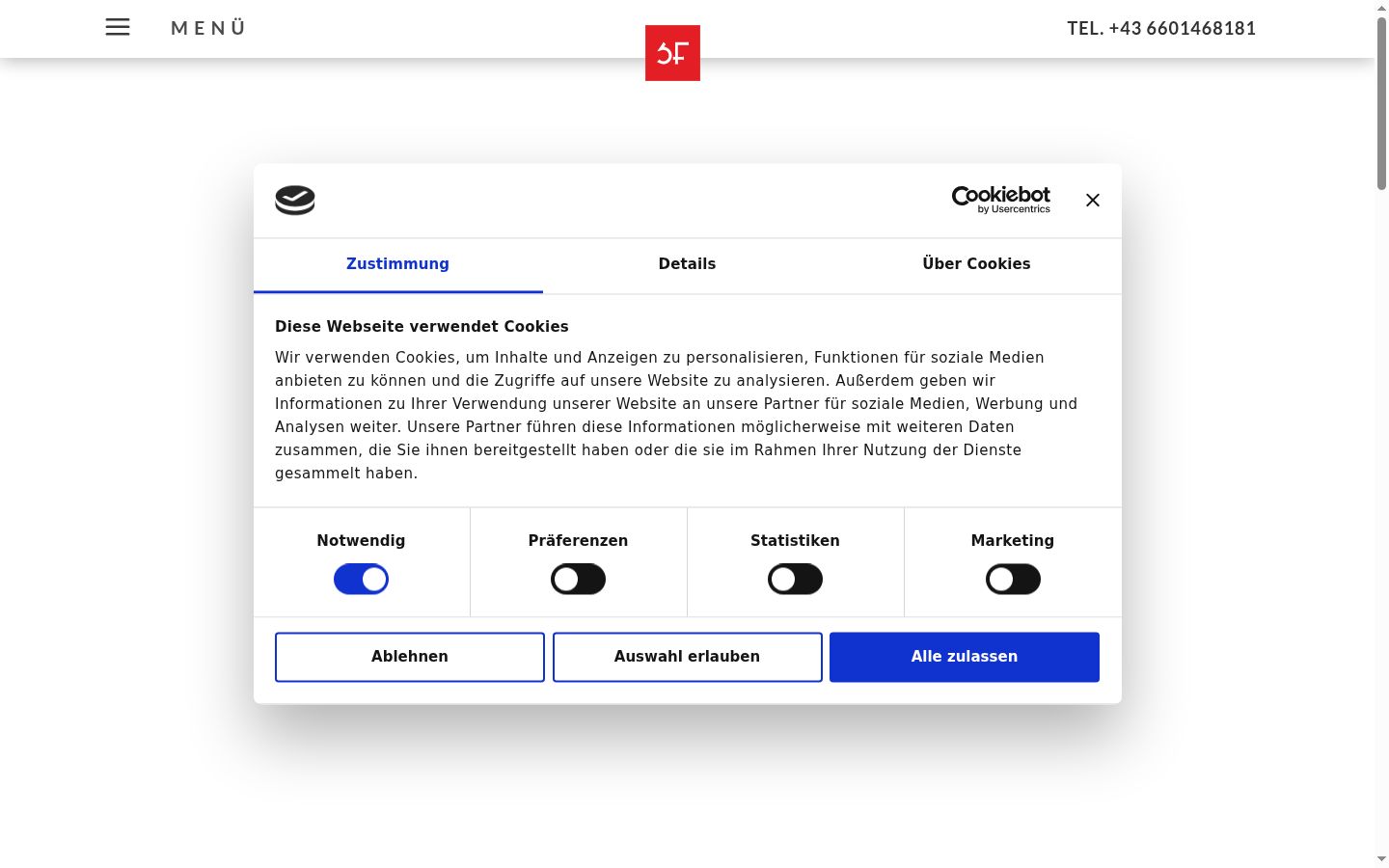 Snímek obrazovky baneru souhlasu zobrazeného před jakoukoli interakcí