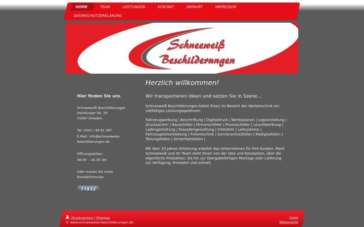 Screenshot of schneeweiss-beschilderungen.de