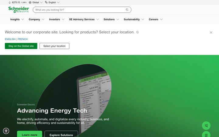 Skärmbild av schneider-electric.com