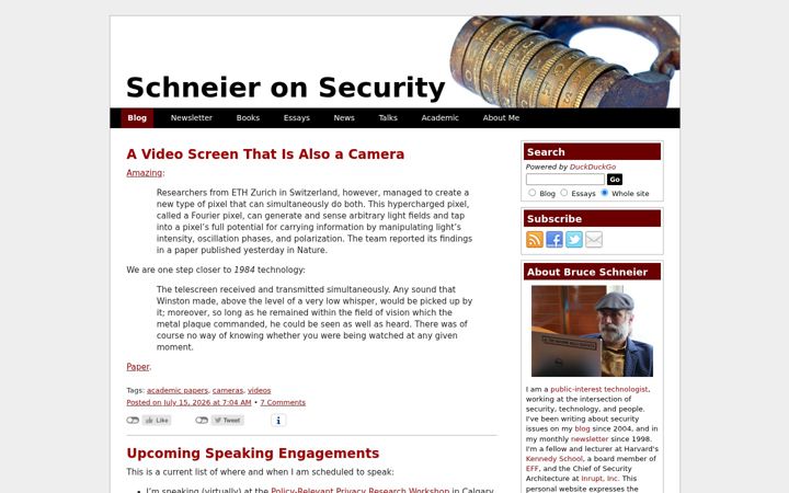 Zrzut ekranu schneier.com