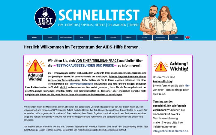 Capture d'écran de schnelltest-bremen.de