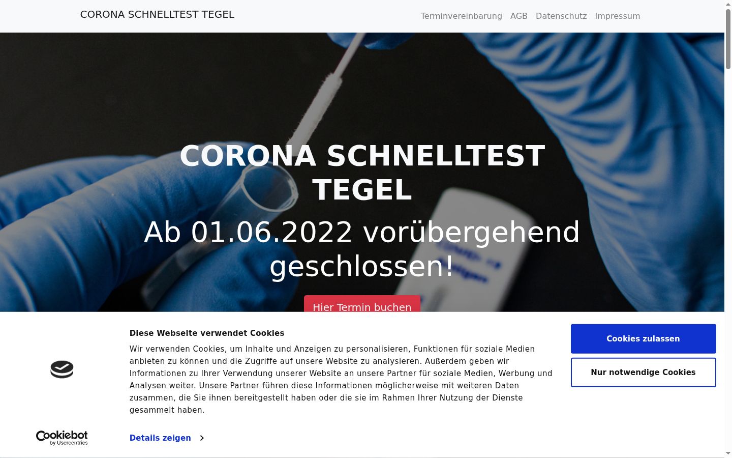 Screenshot del banner di consenso mostrato prima di qualsiasi interazione