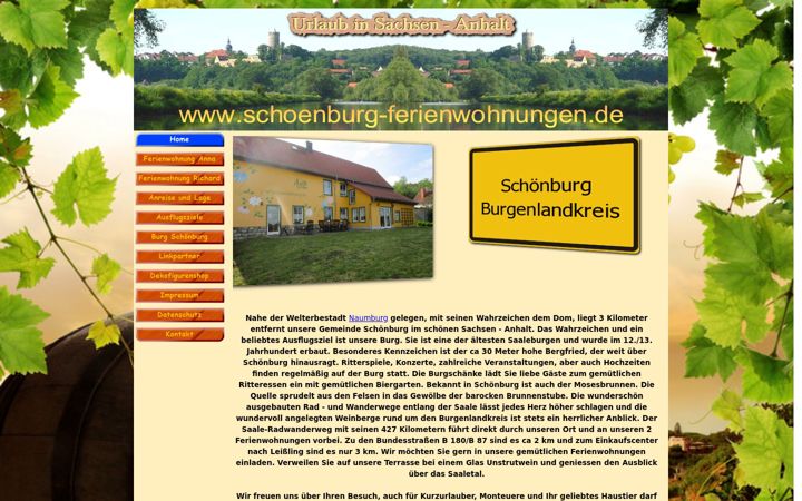Skärmbild av schoenburg-ferienwohnungen.de
