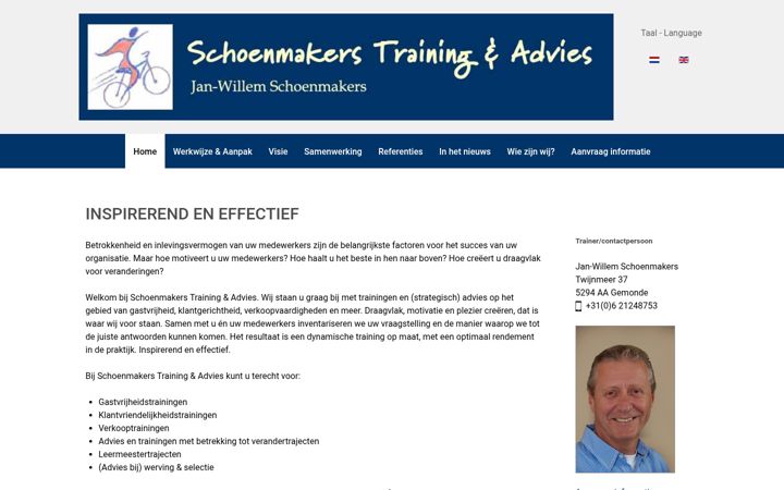Ekraanipilt saidist schoenmakerstraining.nl