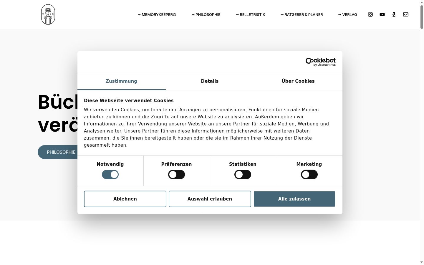 Captura de ecrã do banner de consentimento apresentado antes de qualquer interação