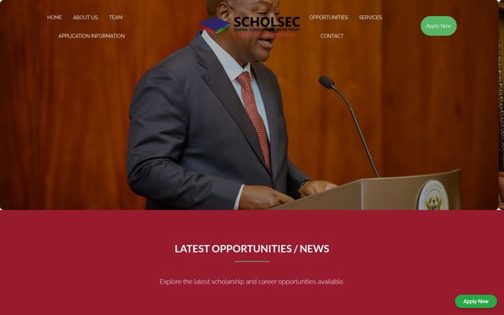 Screenshot of scholarships.gov.gh